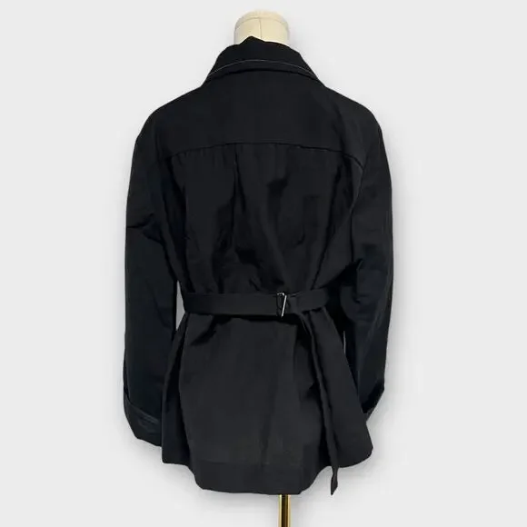 Brunello Cucinelli Monili Bead Trimmed DB Peacoat Jacket Black Size 42 US 6 NWT